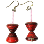 Handmade Red and Pink Bead Earrings