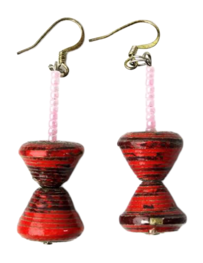 Handmade Red and Pink Bead Earrings