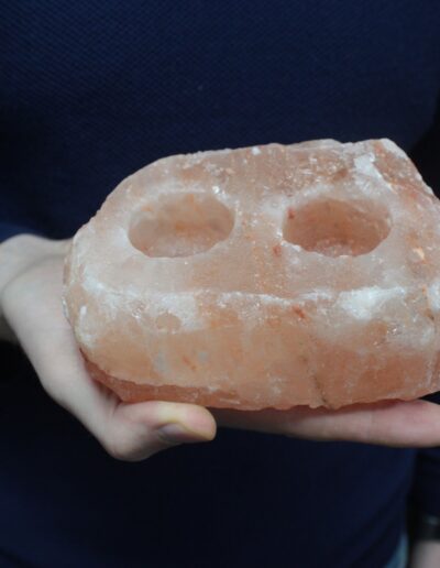 Natural Salt Candle Holder - 2 holes
