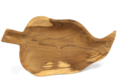 Teak Leaf Shaped Bowl - aprox 32cm