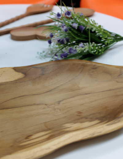 Teak Leaf Shaped Bowl - aprox 32cm