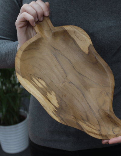 Teak Leaf Shaped Bowl - aprox 32cm