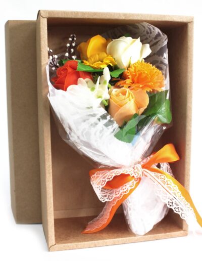 Boxed Hand Soap Flower Bouquet - Orange