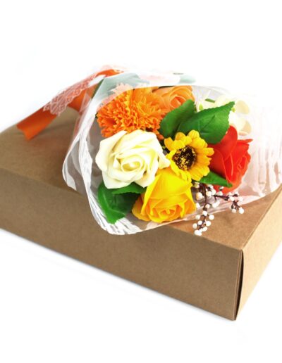 Boxed Hand Soap Flower Bouquet - Orange