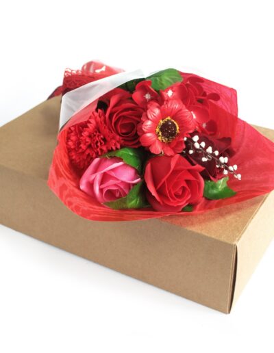 Boxed Hand Soap Flower Bouquet- Red