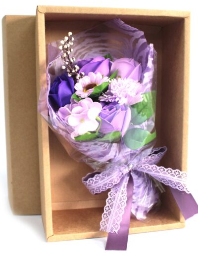 Boxed Hand Soap Flower Bouquet - Purple