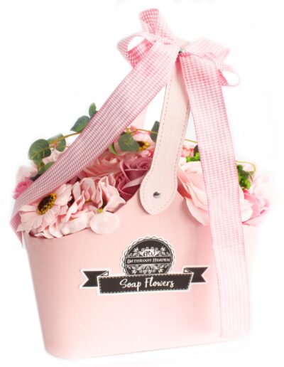 Basket Soap Flower Bouquet - Pink