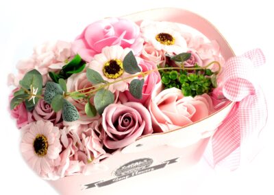 Basket Soap Flower Bouquet - Pink