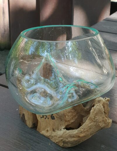 Molten Glass on Wood - Small Bowl