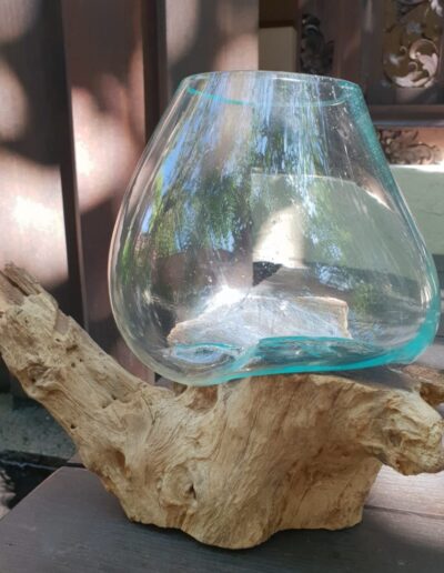 Molten Glass on Wood - Large Bowl