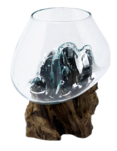 Molten Glass on Wood - Large Bowl