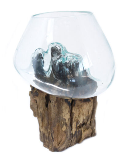 Molten Glass on Wood - Large Bowl