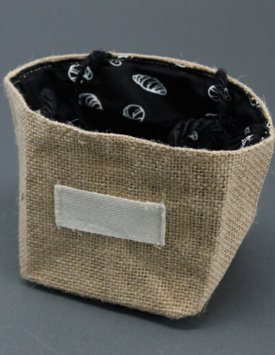 Natural Jute Cotton Gift Bag - Black Lining - Medium
