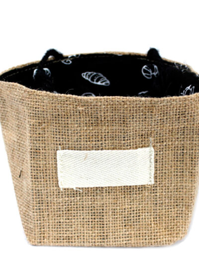 Natural Jute Cotton Gift Bag - Black Lining - Medium