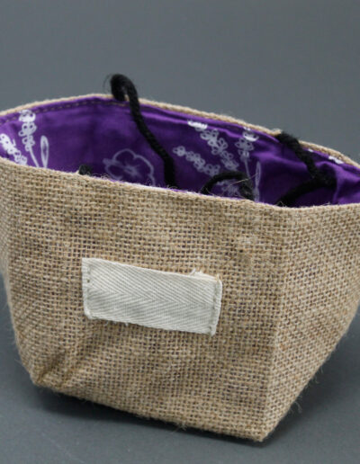 Natural Jute Cotton Gift Bag - Lavender Lining - Medium