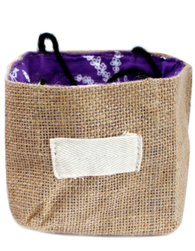 Natural Jute Cotton Gift Bag - Lavender Lining - Medium