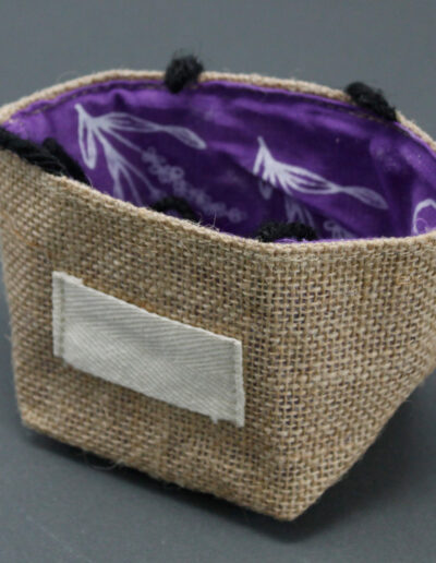 Natural Jute Cotton Gift Bag – Lavender Lining – Small