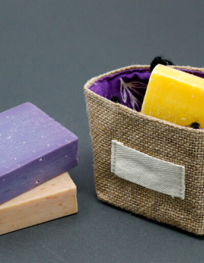 Natural Jute Cotton Gift Bag – Lavender Lining – Small