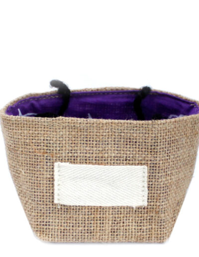 Natural Jute Cotton Gift Bag – Lavender Lining – Small