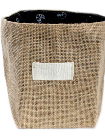 Natural Jute Cotton Gift Bag - Black Lining - Large