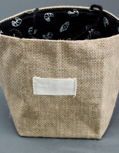 Natural Jute Cotton Gift Bag - Black Lining - Large