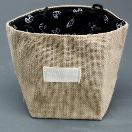 Natural Jute Cotton Gift Bag - Black Lining - Large