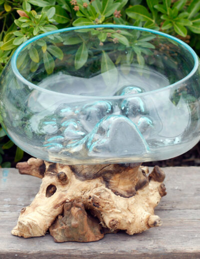 Molten Glass on Wood - Open Large Bowl