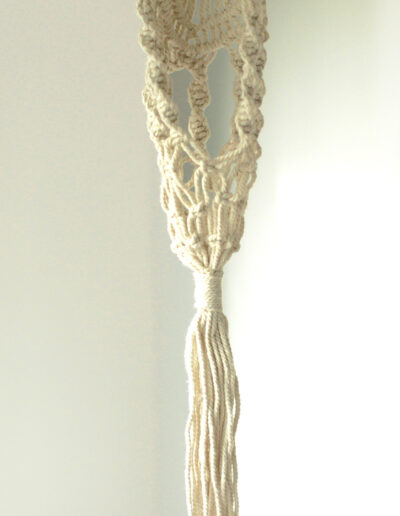 Macrame Pot Holder - Long With Ratten Hoop