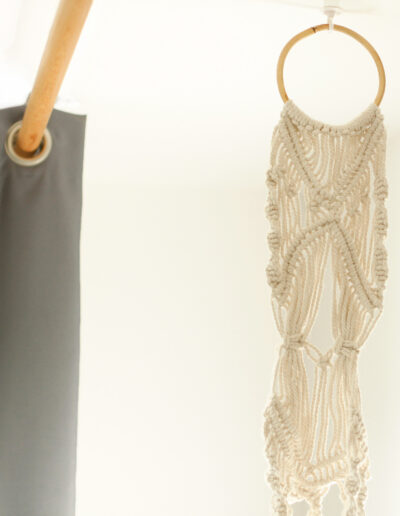 Macrame Pot Holder - Long With Ratten Hoop