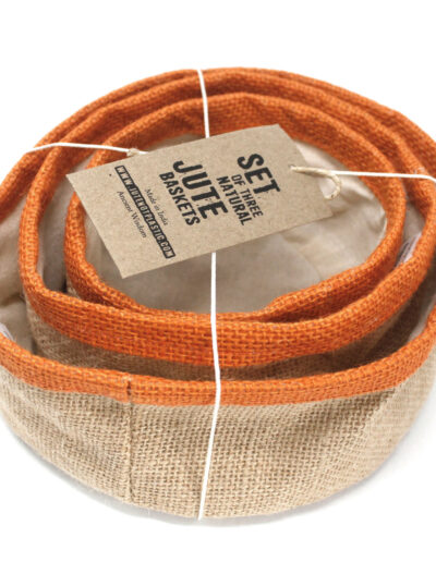 Set of 3 Natural Jute Baskets - Turmeric