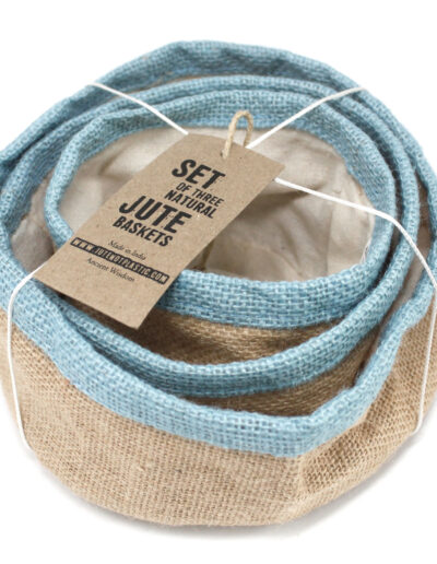 Set of 3 Natural Jute Baskets - Turmeric