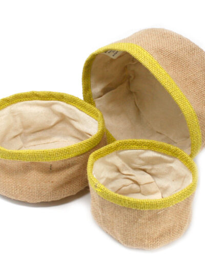 Set of 3 Natural Jute Baskets - Olive