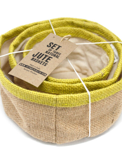 Set of 3 Natural Jute Baskets - Olive