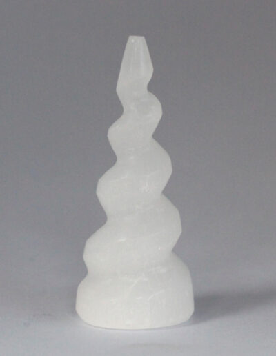 Selenite Spiral Unicorn Horn Tower