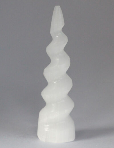 Selenite Spiral Unicorn Horn Tower