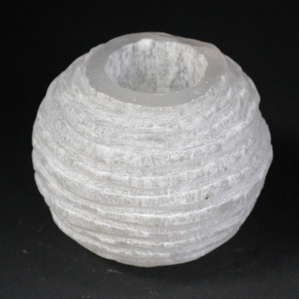 Selenite Snowball Candle Holder