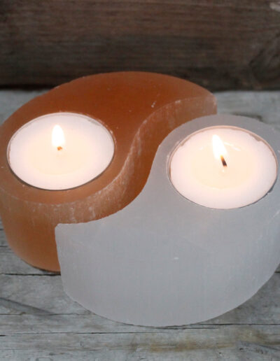 Selenite Ying Yang Candle Holder