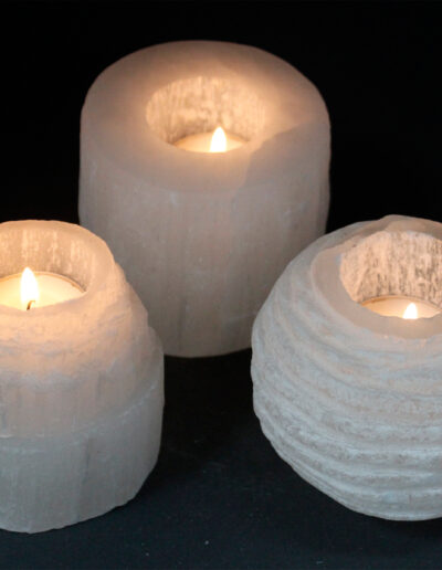 Selenite Snowball Candle Holder