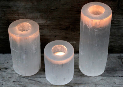 Selenite Cylinder Candle Holder