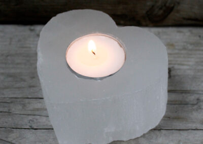 Selenite Heart Candle Holder