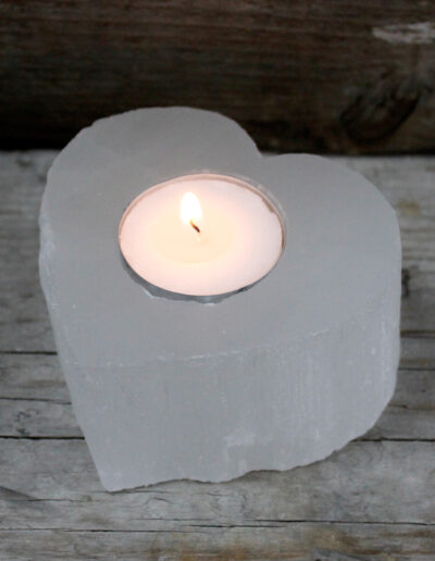 Selenite Heart Candle Holder
