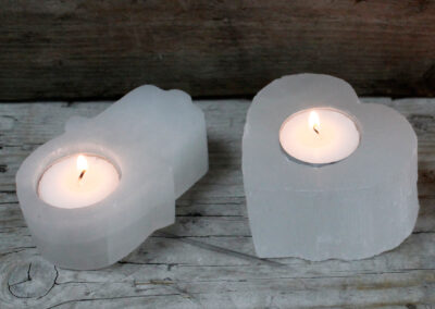 Selenite Heart Candle Holder