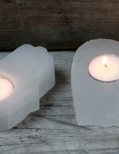 Selenite Heart Candle Holder