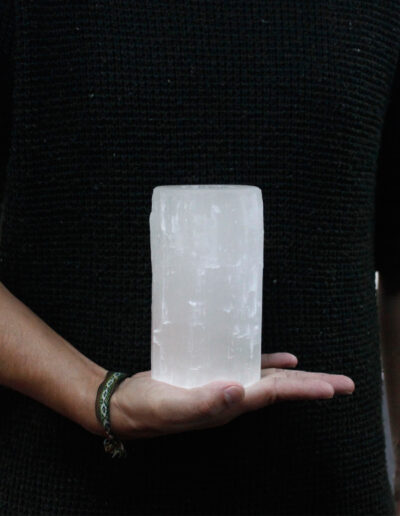 Selenite Cylinder Candle Holder