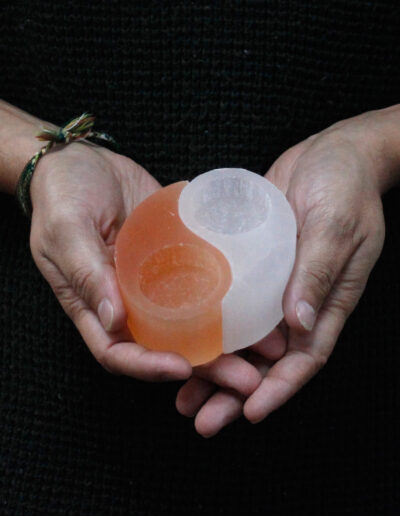 Selenite Ying Yang Candle Holder