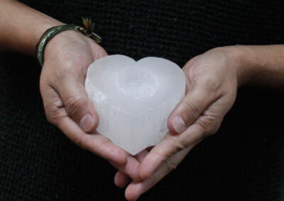 Selenite Heart Candle Holder