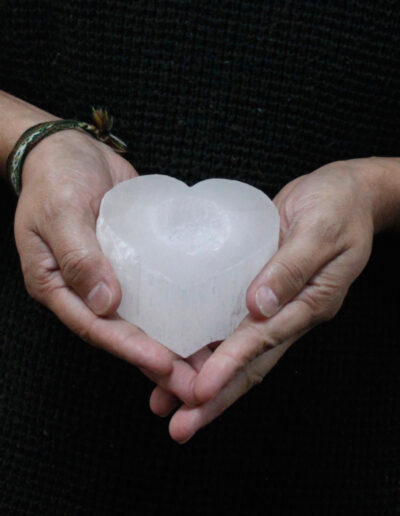 Selenite Heart Candle Holder