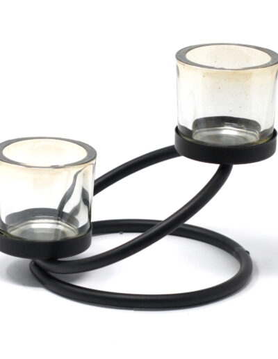 Centrepiece Iron Votive Candle Holder - 2 Cup Double Step