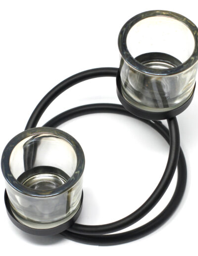 Centrepiece Iron Votive Candle Holder - 2 Cup Double Step