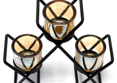 Centrepiece Iron Votive Candle Holder - 3 Cup Triangle